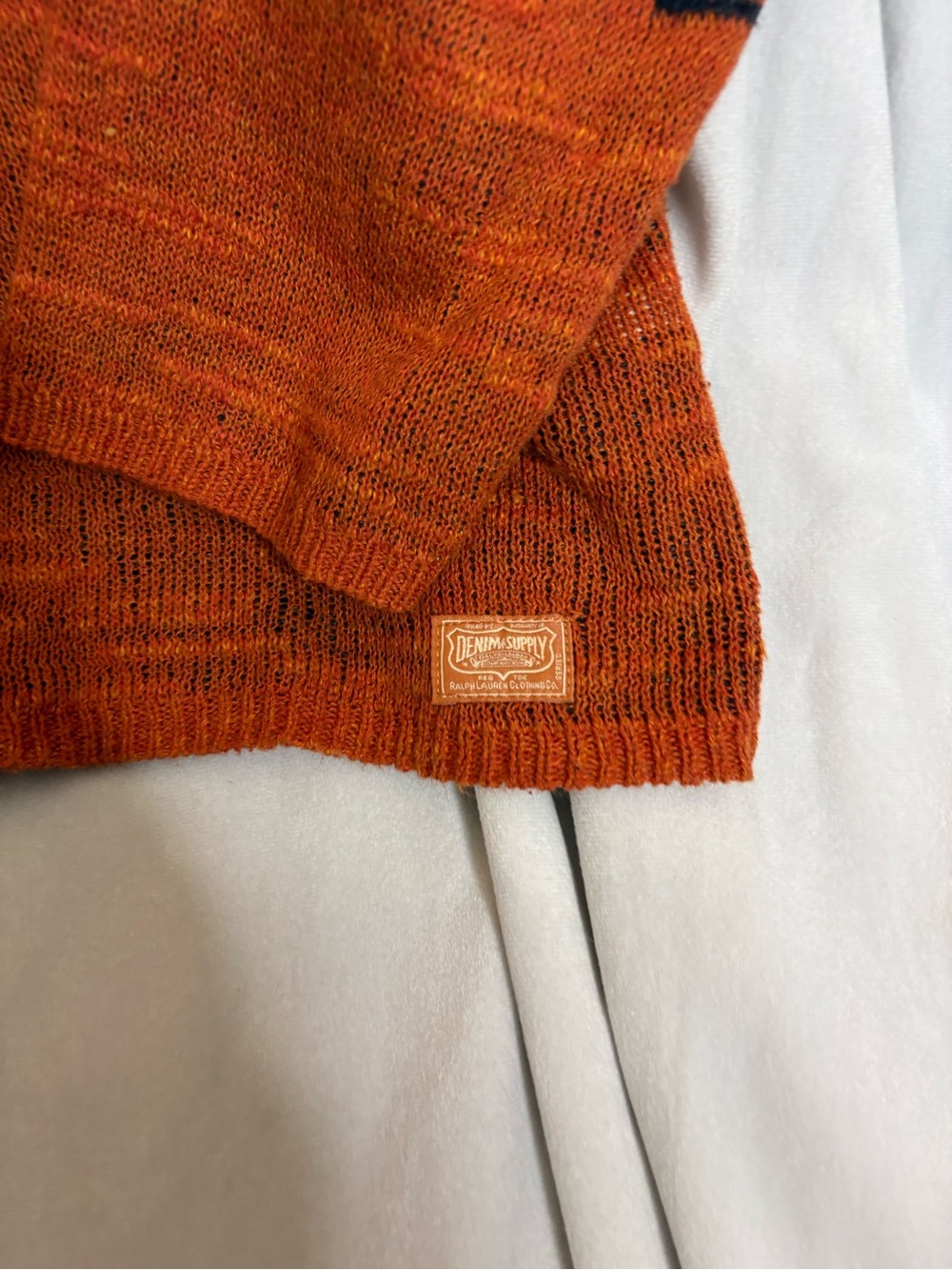 Denim & Supply Ralph Lauren Orange & Blue Patterned Sweater 100% Cotton Men's XL - Picture 2 of 3